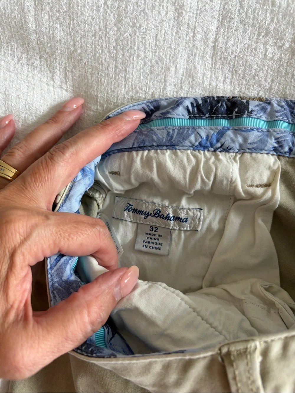 Tommy Bahama Khaki Green Men's Shorts with Blue Lining
